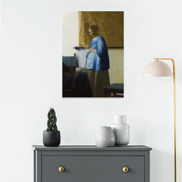 Plakat samoprzylepny Jan Vermeer Kobieta w błękitnej sukni Reprodukcja