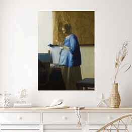 Plakat Jan Vermeer Kobieta w błękitnej sukni Reprodukcja