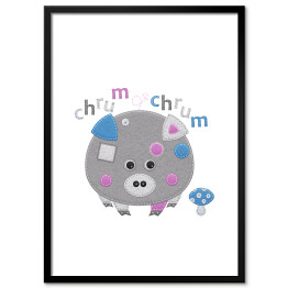 Plakat w ramie Filcowe zwierzątka - świnka