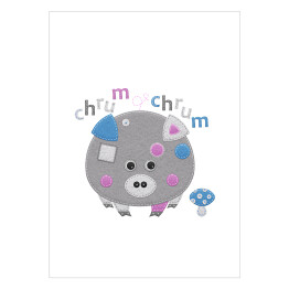 Plakat samoprzylepny Filcowe zwierzątka - świnka