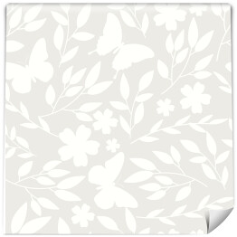 Tapeta winylowa zmywalna w rolce Biały kwiatowy wzór na pastelowym tle