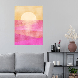 Plakat Zachód słońca nad różowym morzem