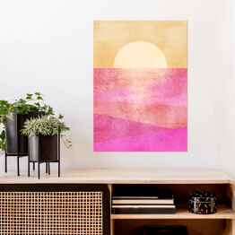 Plakat samoprzylepny Zachód słońca nad różowym morzem