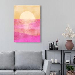 Obraz na płótnie Zachód słońca nad różowym morzem