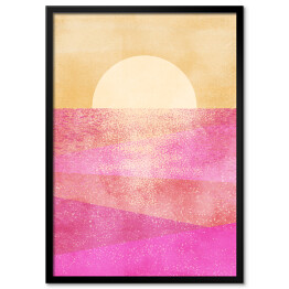 Plakat w ramie Zachód słońca nad różowym morzem