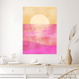 Plakat samoprzylepny Zachód słońca nad różowym morzem