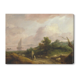 Obraz na płótnie Thomas Gainsborough - Coastal Landscape with a Shepherd and His Flock Reprodukcja obrazu