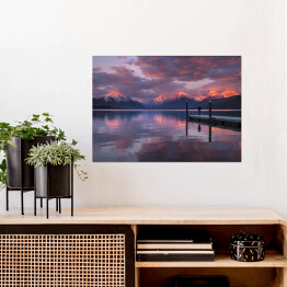 Plakat samoprzylepny Pejzaż różowy zachód słońca