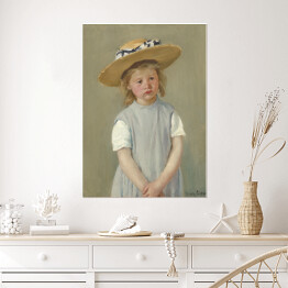 Plakat samoprzylepny Dziecko w słomianym kapeluszu Mary Cassatt. Reprodukcja