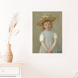 Plakat samoprzylepny Dziecko w słomianym kapeluszu Mary Cassatt. Reprodukcja
