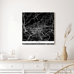 Obraz na płótnie Mapa miast świata - Zagrzeb - czarna