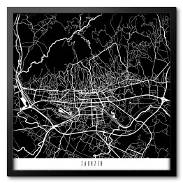 Obraz w ramie Mapa miast świata - Zagrzeb - czarna