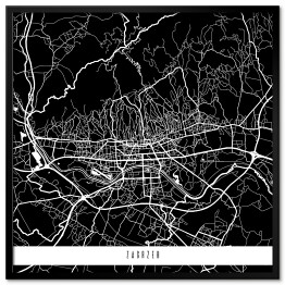 Plakat w ramie Mapa miast świata - Zagrzeb - czarna