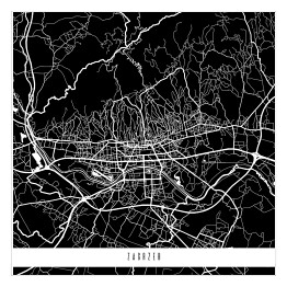 Plakat samoprzylepny Mapa miast świata - Zagrzeb - czarna