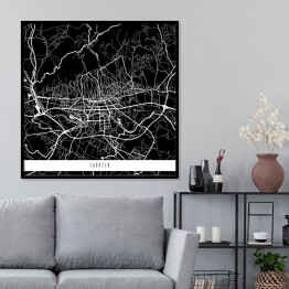 Plakat w ramie Mapa miast świata - Zagrzeb - czarna