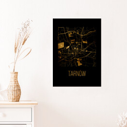 Plakat samoprzylepny Czarno złota mapa - Tarnów