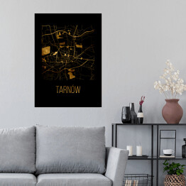 Plakat samoprzylepny Czarno złota mapa - Tarnów