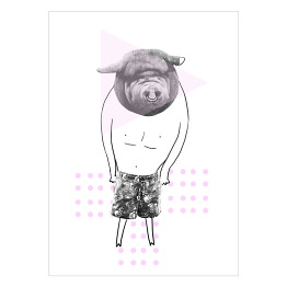 Plakat samoprzylepny Zwierzęta w ludzkiej postaci - świnia