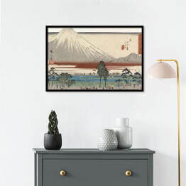 Plakat w ramie Utugawa Hiroshige Pejzaż rzeka u podnóża góry Fuji. Reprodukcja obrazu