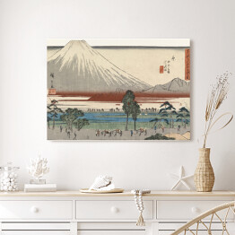 Obraz na płótnie Utugawa Hiroshige Pejzaż rzeka u podnóża góry Fuji. Reprodukcja obrazu