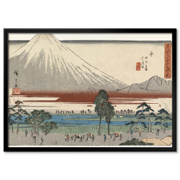 Plakat w ramie Utugawa Hiroshige Pejzaż rzeka u podnóża góry Fuji. Reprodukcja obrazu