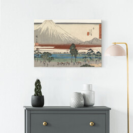 Obraz na płótnie Utugawa Hiroshige Pejzaż rzeka u podnóża góry Fuji. Reprodukcja obrazu