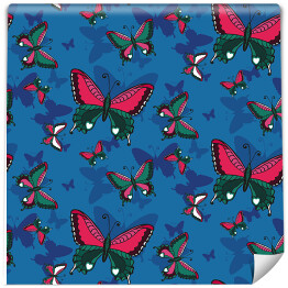 Tapeta samoprzylepna w rolce Kolorowe motyle na niebieskim tle
