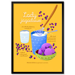 Plakat w ramie Ilustracja - przepis na lody jagodowe
