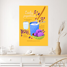 Plakat Ilustracja - przepis na lody jagodowe