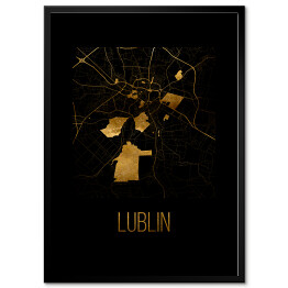 Obraz klasyczny Czarno złota mapa - Lublin