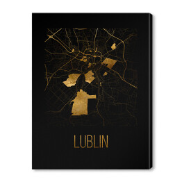 Obraz na płótnie Czarno złota mapa - Lublin