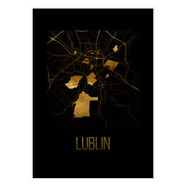 Plakat samoprzylepny Czarno złota mapa - Lublin