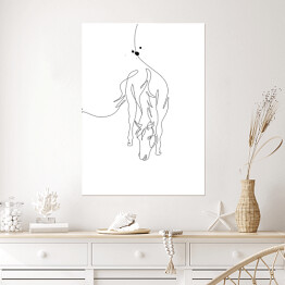 Plakat Zarys konia - białe konie