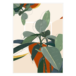 Kolekcja #inspiredspace - rośliny - figowiec na beżowym tle z białym kwadratem