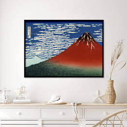 Plakat w ramie Delikatny wiatr, bezchmurny poranek. Hokusai Katsushika. Reprodukcja