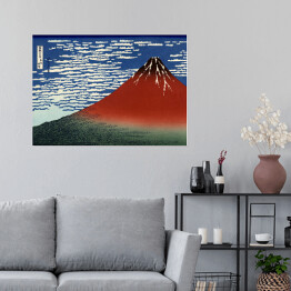 Plakat samoprzylepny Delikatny wiatr, bezchmurny poranek. Hokusai Katsushika. Reprodukcja
