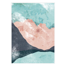 Plakat samoprzylepny Pastelowe abstrakcje - wzgórza nad jeziorem
