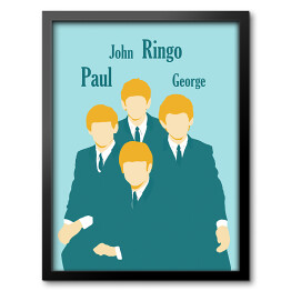 Obraz w ramie The Beatles na błękitnym tle