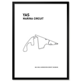 Plakat w ramie Yas Marina Circuit - Tory wyścigowe Formuły 1 - białe tło