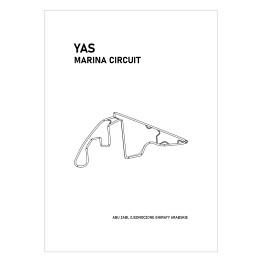 Plakat samoprzylepny Yas Marina Circuit - Tory wyścigowe Formuły 1 - białe tło