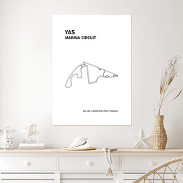 Plakat Yas Marina Circuit - Tory wyścigowe Formuły 1 - białe tło