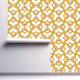 Tapeta samoprzylepna w rolce Rozeta w stylu lat 80 - czarno złoto biała