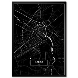 Plakat w ramie Mapa Kalisza czarno-biała