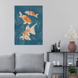 Plakat Płynące ryby koi