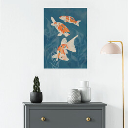 Plakat Płynące ryby koi
