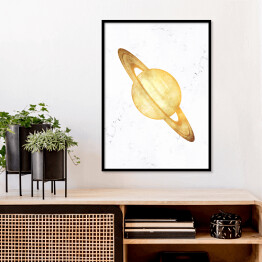 Plakat w ramie Złote planety - Saturn