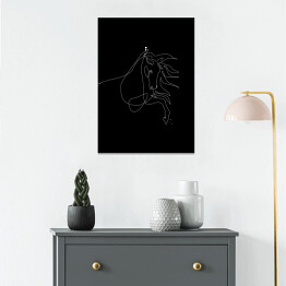 Plakat Koń z rozwianą grzywą - czarne konie