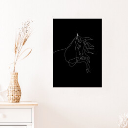 Plakat Koń z rozwianą grzywą - czarne konie