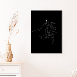 Plakat w ramie Koń z rozwianą grzywą - czarne konie