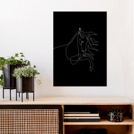 Plakat samoprzylepny Koń z rozwianą grzywą - czarne konie